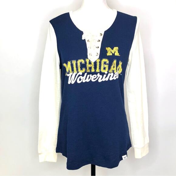 Fanatics Michigan Wolverines Lace up long sleeve thermal Size Medium NWT - Picture 1 of 4